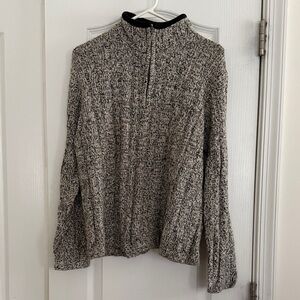 Evan Picone Black and White Knit 1/4 Zip Sweater